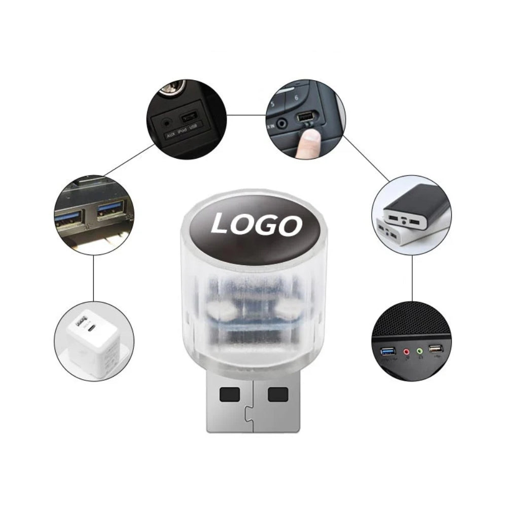 Mini luz LED USB decorativa para interiores de automóveis